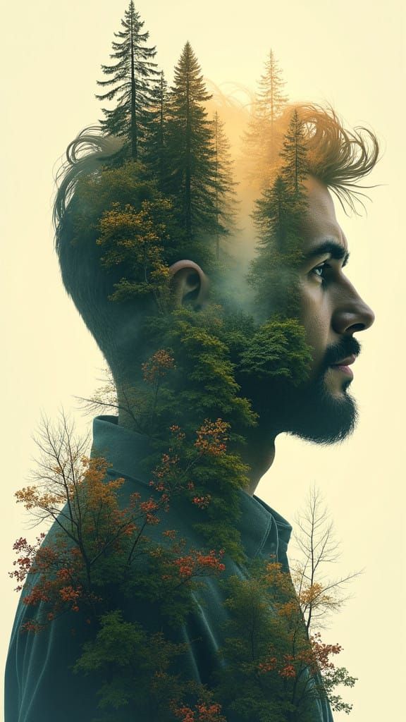 Surreal Forest Portrait in Nature's Harmony