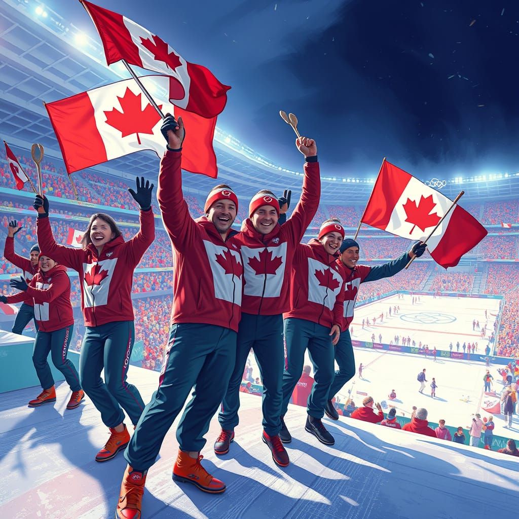 Canadian Athletes Celebrate Olympic Victory in Digital Art