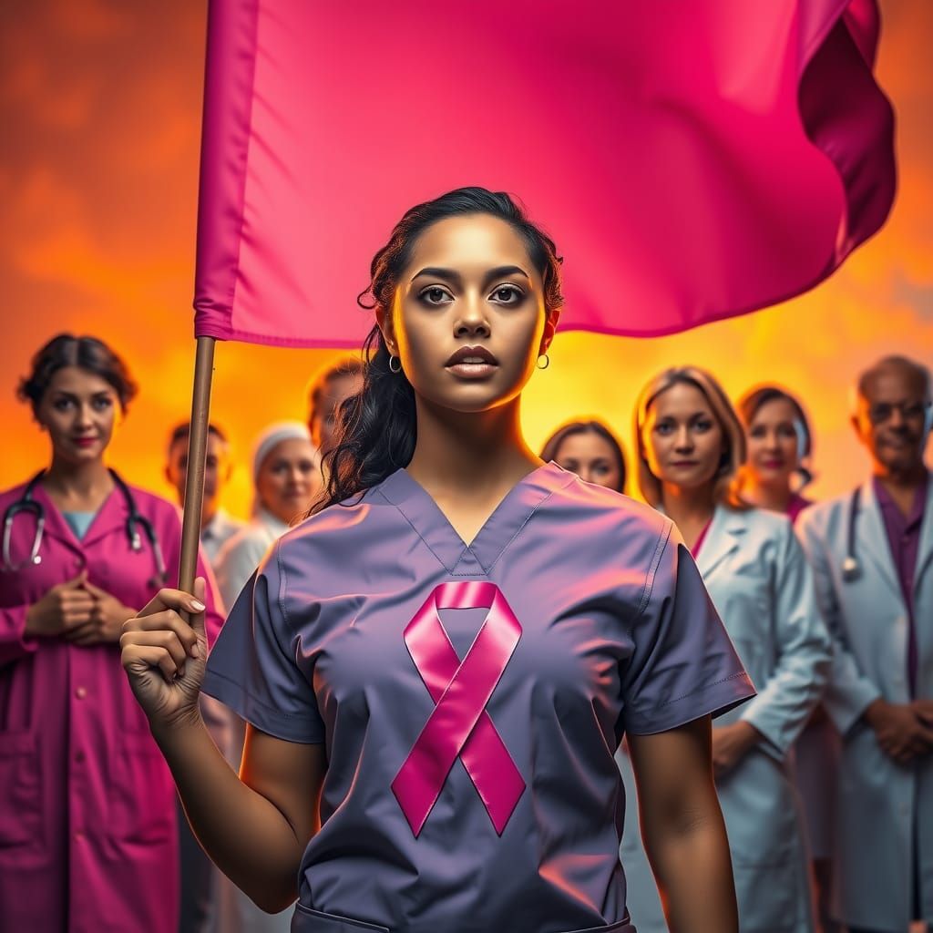 Breast Cancer Awareness: Woman of Hope in Splash Art Style