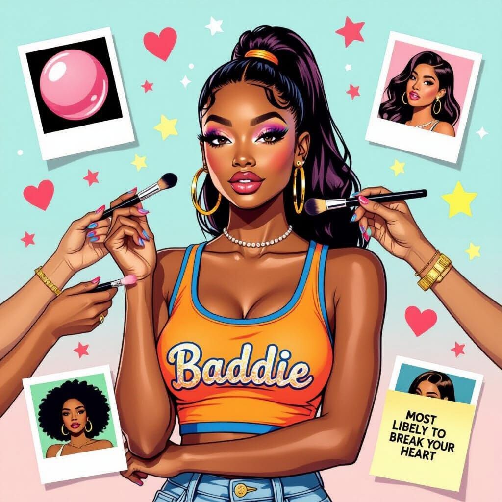 Y2K Glam: African American Teen in Editorial Scrapbook Style