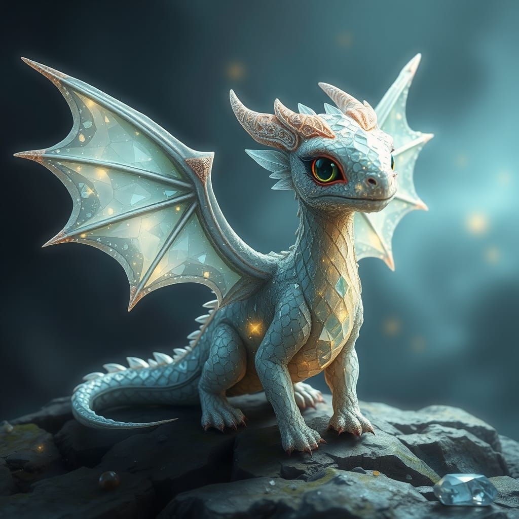 Diamond Dragon in Mystical Realm: Digital Art