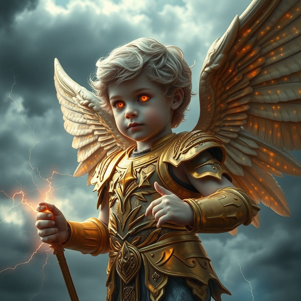 Majestic Fallen Angel Defies the Stormy Skies