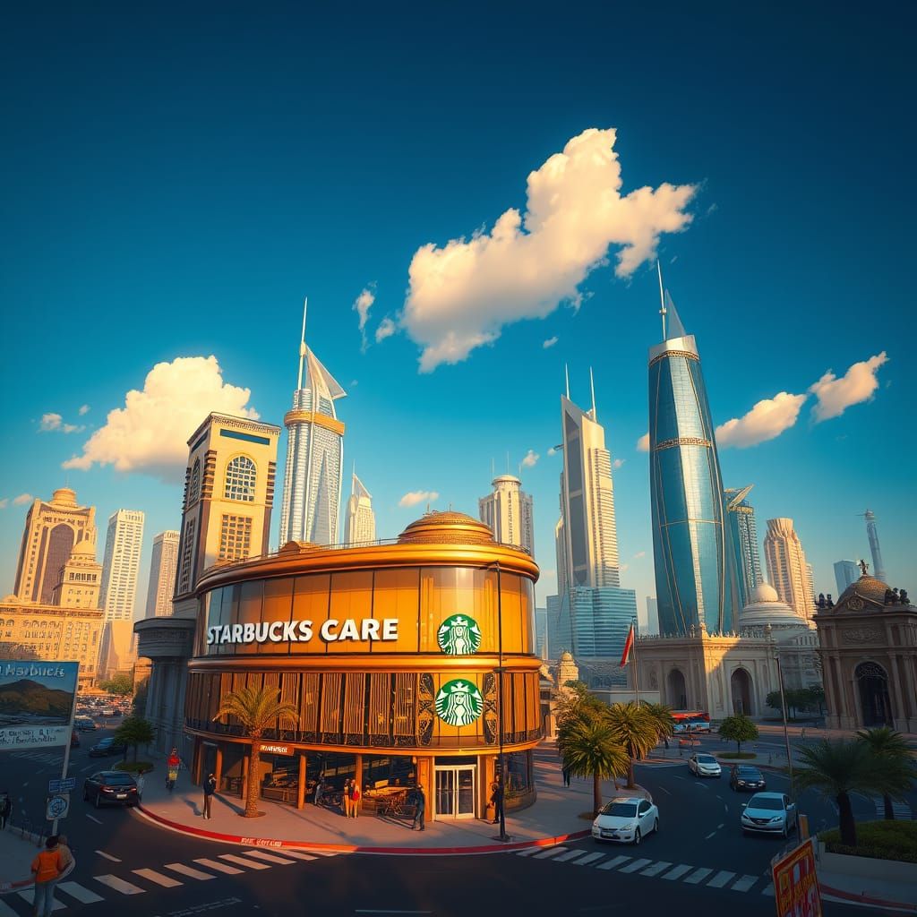 Surreal Abu Dhabi Cityscape in Futuristic Art Style