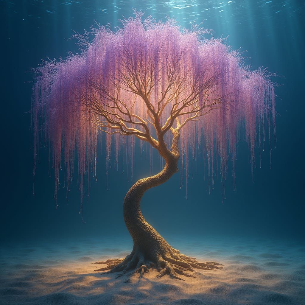 Ethereal Willow Tree in Underwater Realm