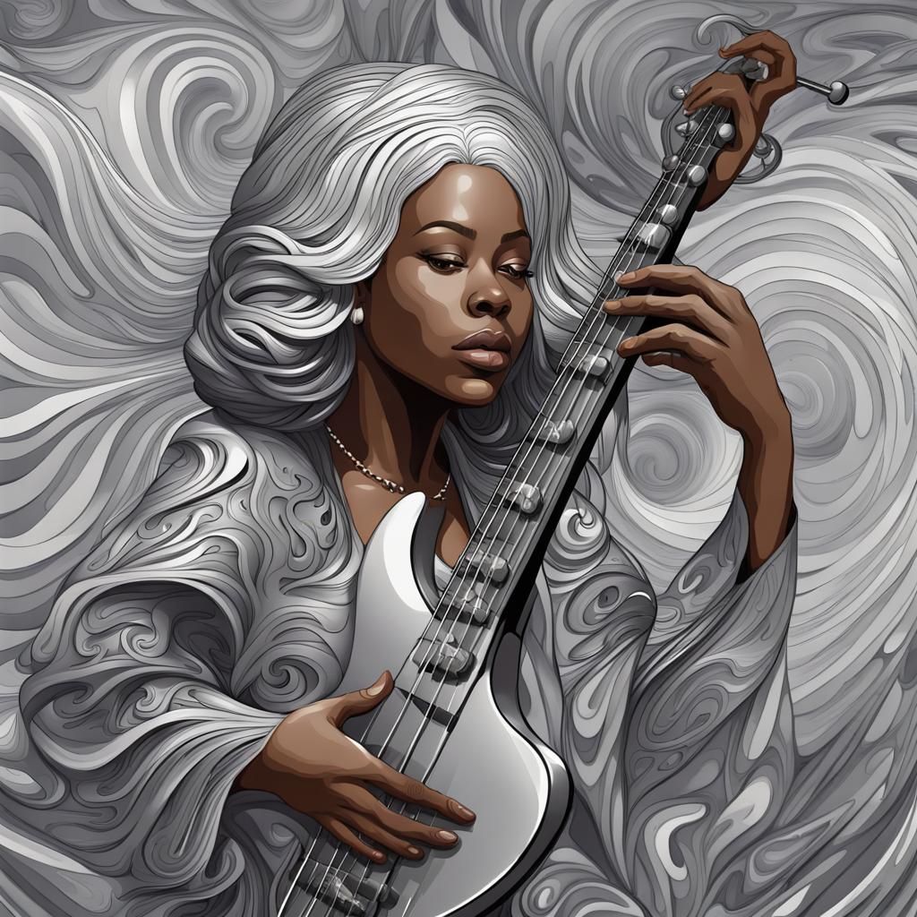 Jazz Art: African American Girl with Silver Hair
