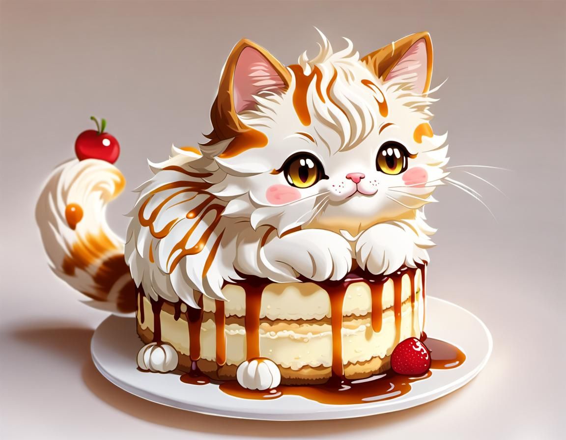 Cheesecake Cat with Whipped Cream Fur