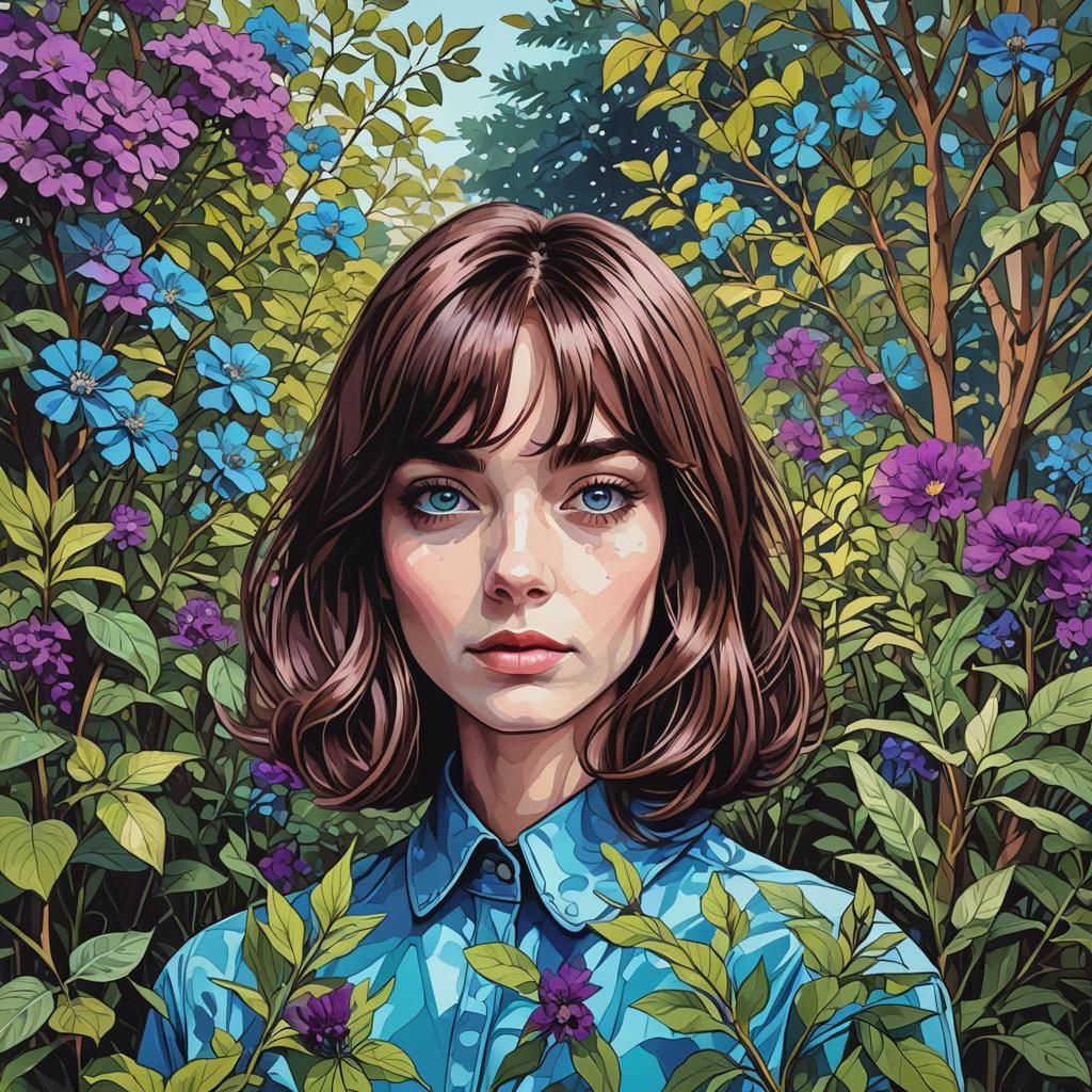 Pop Art Illustration in a Surreal Garden