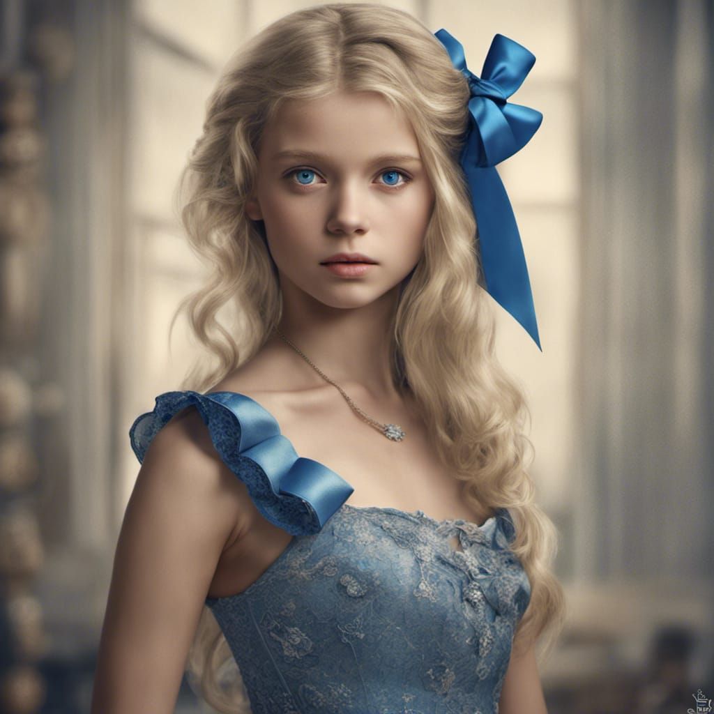 Hyperrealistic Portrait of a Girl with Blue Eyes