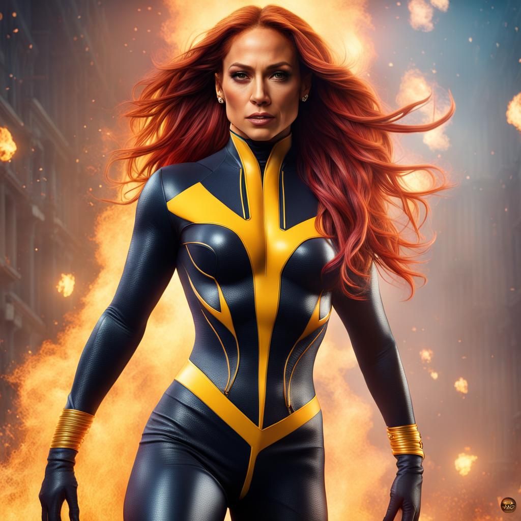 Jennifer Lopez as Jean Grey: Detailed Fantasy Art