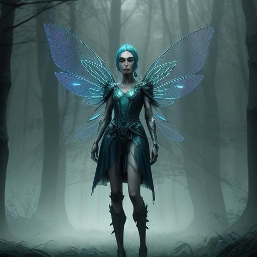 Cyberpunk Fairy Portrait with Bioluminescent Glow
