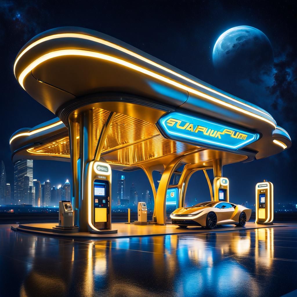 Futuristic Alien Gas Station in Afrofuturist Style
