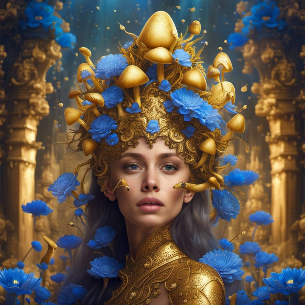 Gold Fairy Princess in a Fantasy Castle
