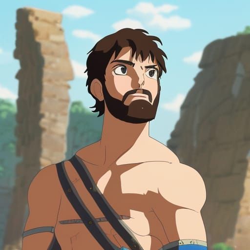 Roman Colosseum Warrior in Anime Style