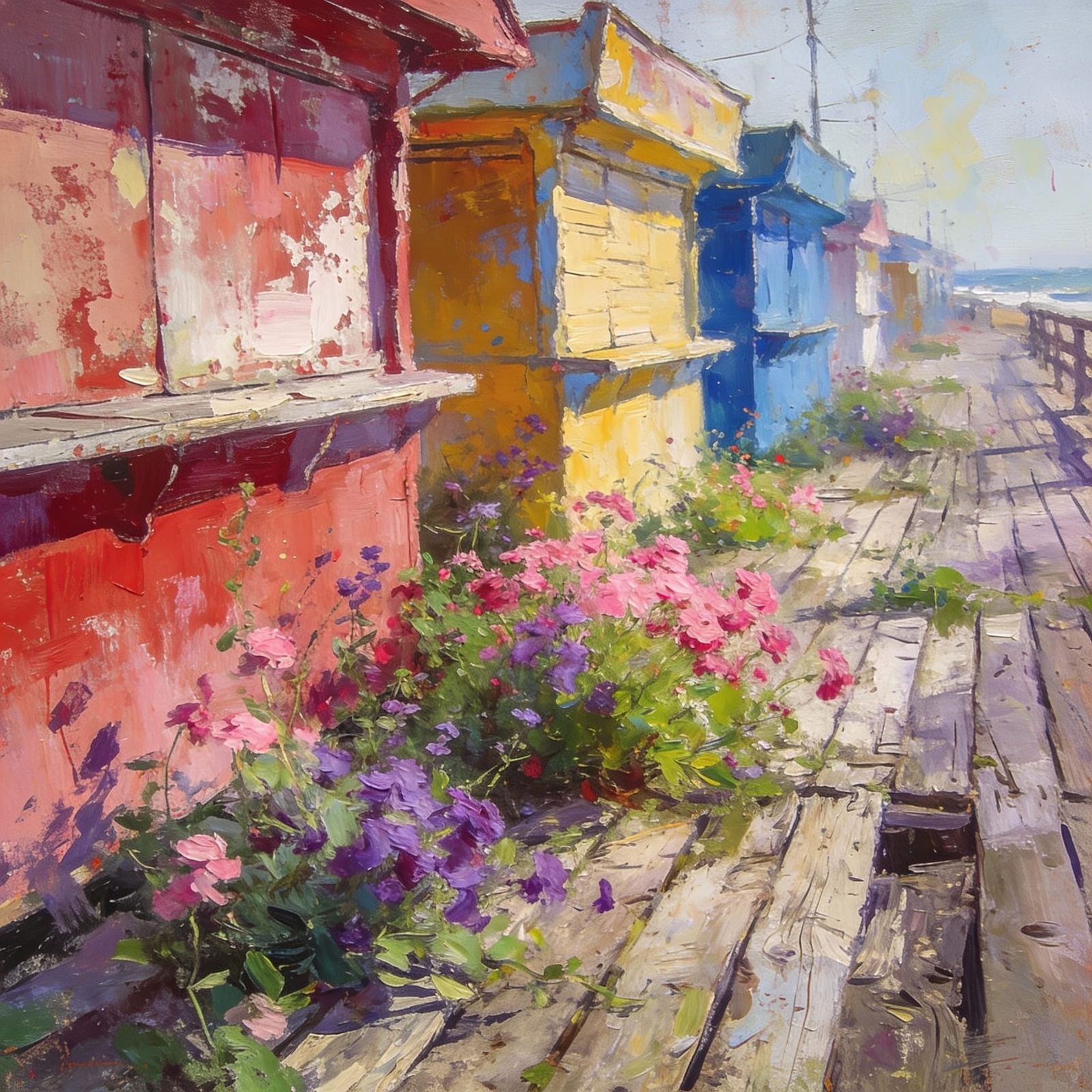 Abstract Expressionist 1950s Seaside Boardwalk Reclaimed by ...