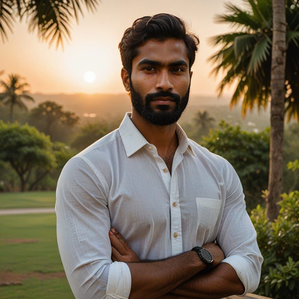 Striking South Asian Gentleman in Natural Setting