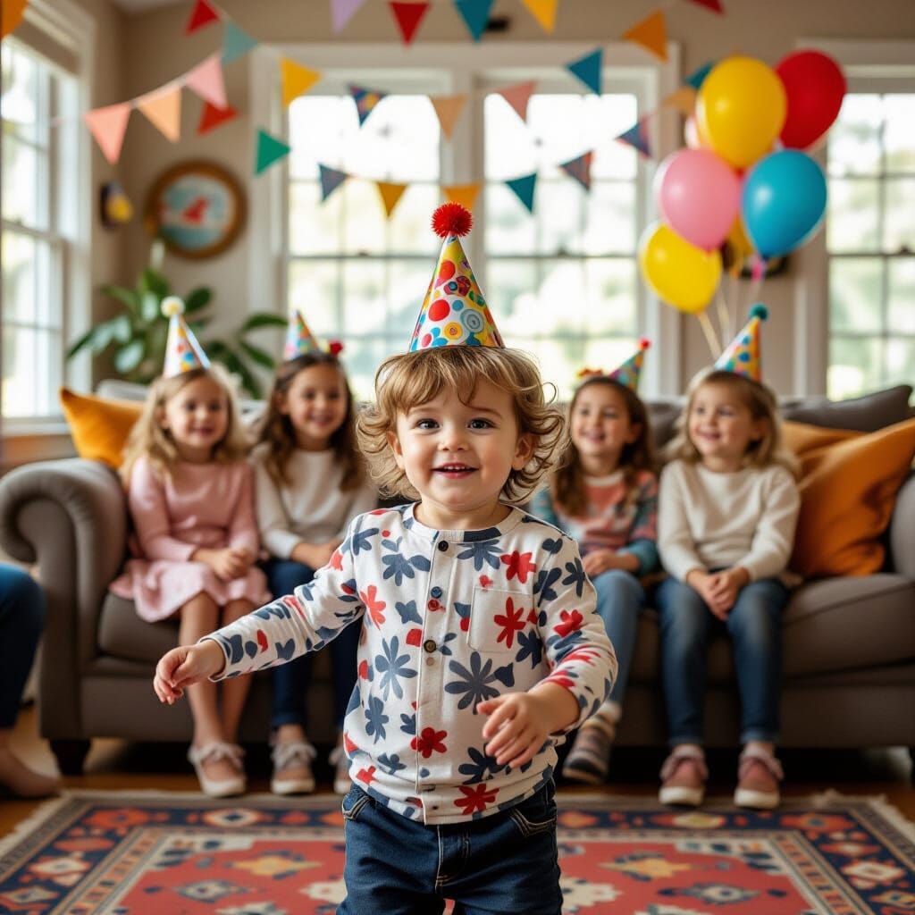 Joyful Child Dancing at Party in Documentary Style