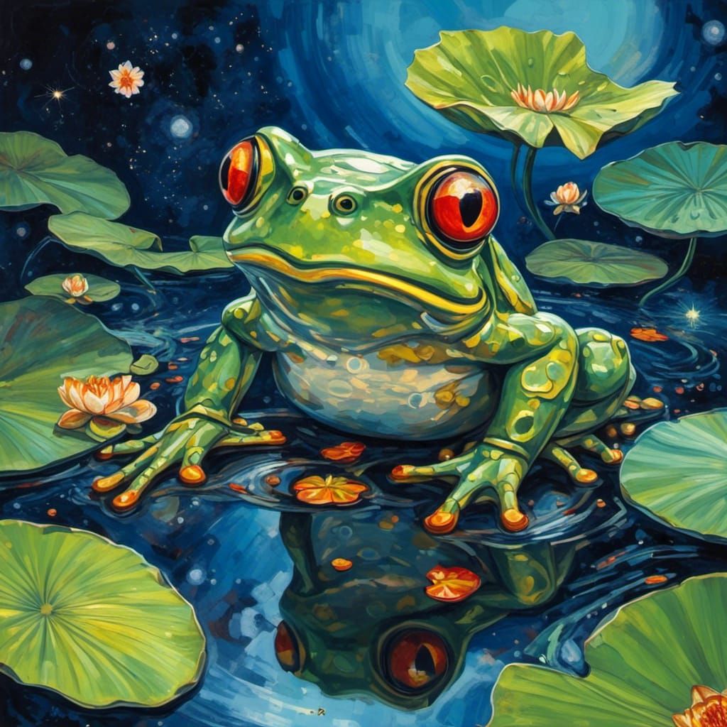 <lora:Lily Pad:1.0> Lilly Pad trail in outer space, humanoid...