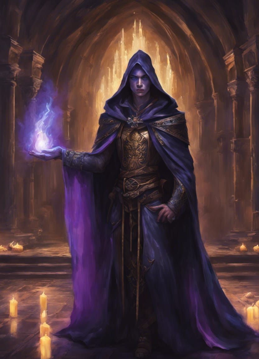 Gothic Sorcerer Portrait with Runes, Splash Art