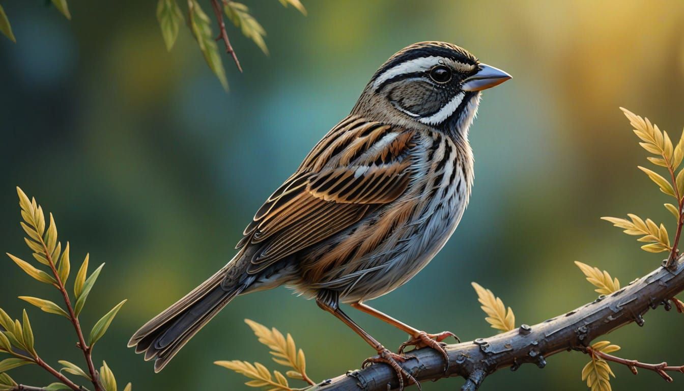 Seaside Sparrow in Vibrant Oil Painting Style
