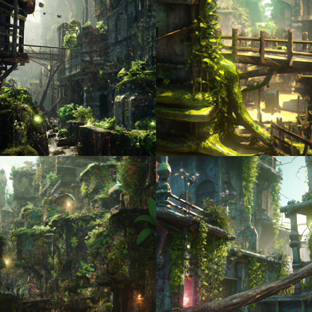 Lush Overgrown Cityscape in 3D Rendering