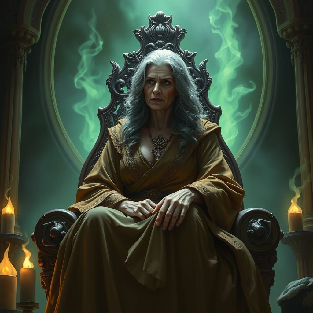 Amazon Queen in Contemplation: Fantasy Art