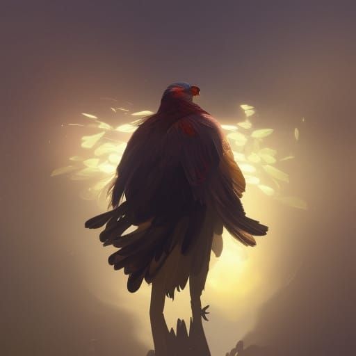 Majestic Boy Transforms to Bird: Digital Art