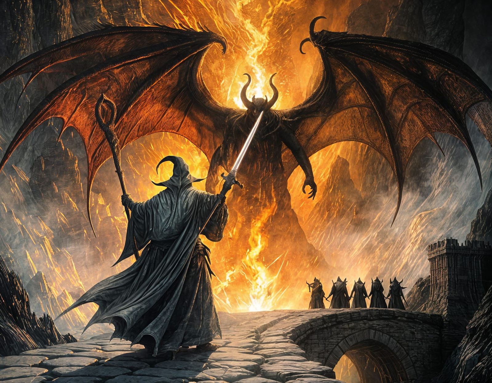 Gandalf Confronts the Balrog in Middle-earth