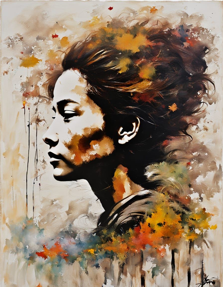Abstract Portrait of Woman in Autumn Colors