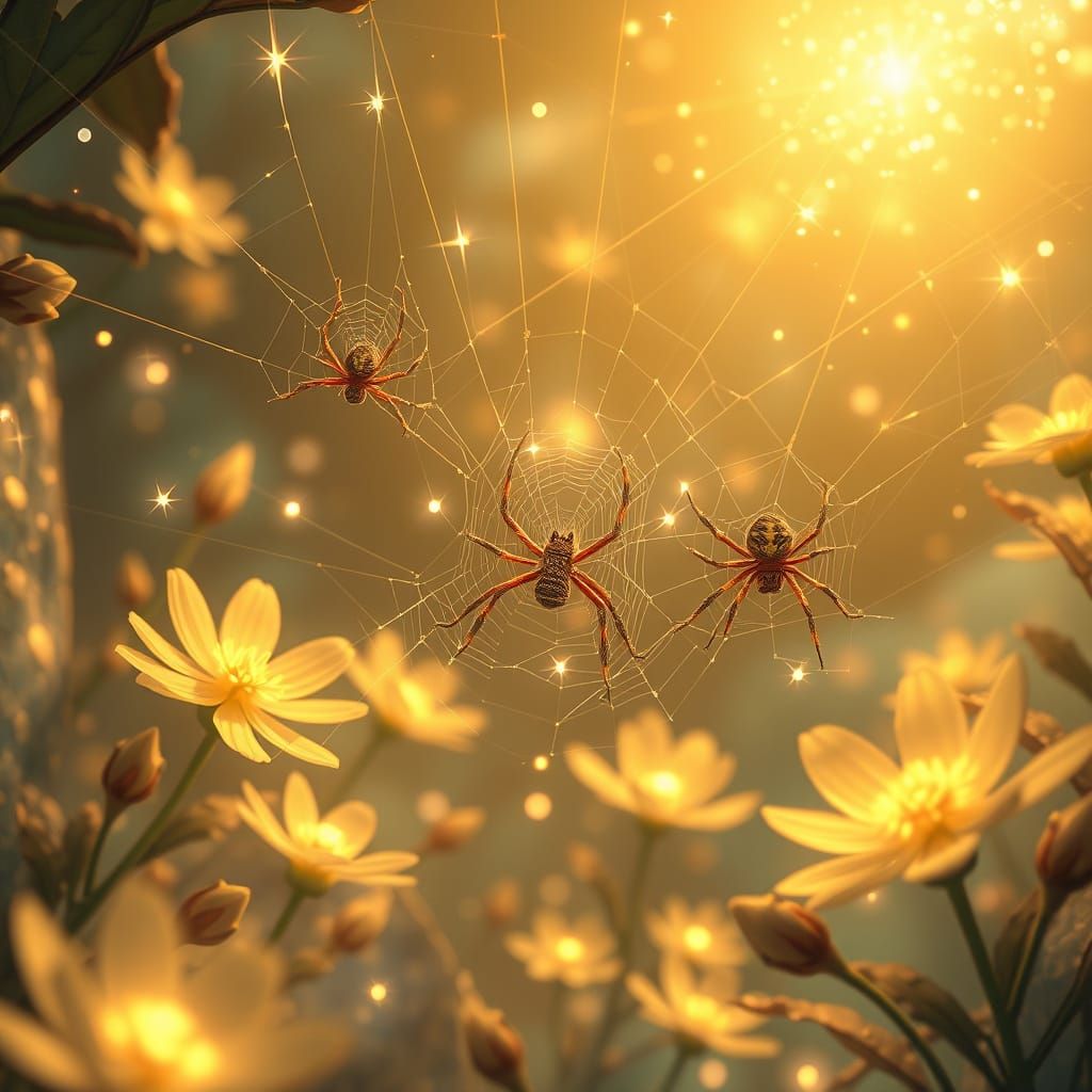 Luminous Sky Garden of Joyful Spiderwebs