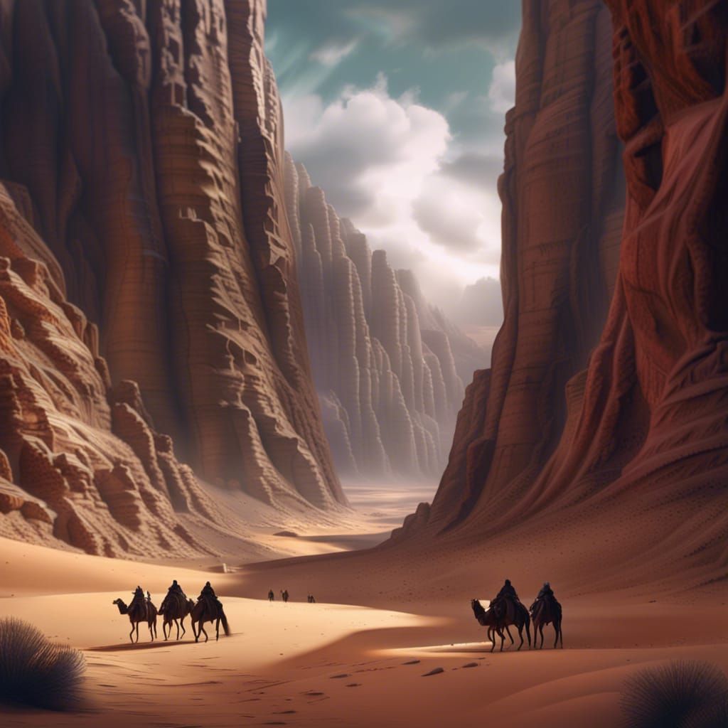 Desert Canyon Nomads: Epic Digital Painting
