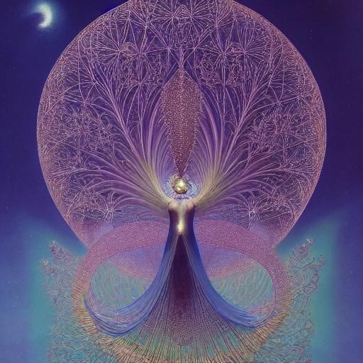 Angelic Apparition Casting Shadows in a Detailed Garden