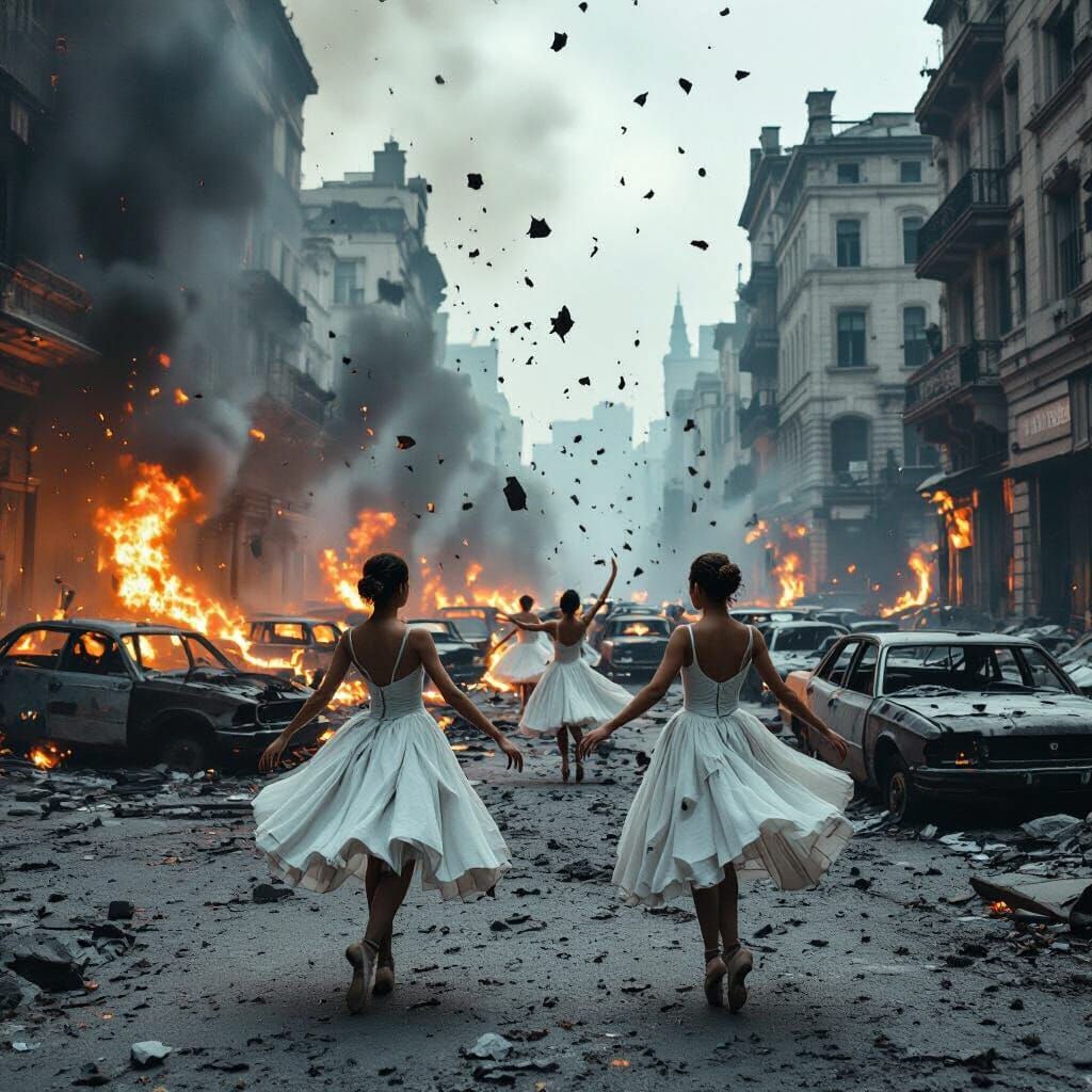 Post-Apocalyptic Ballerinas Dance in Ruined City