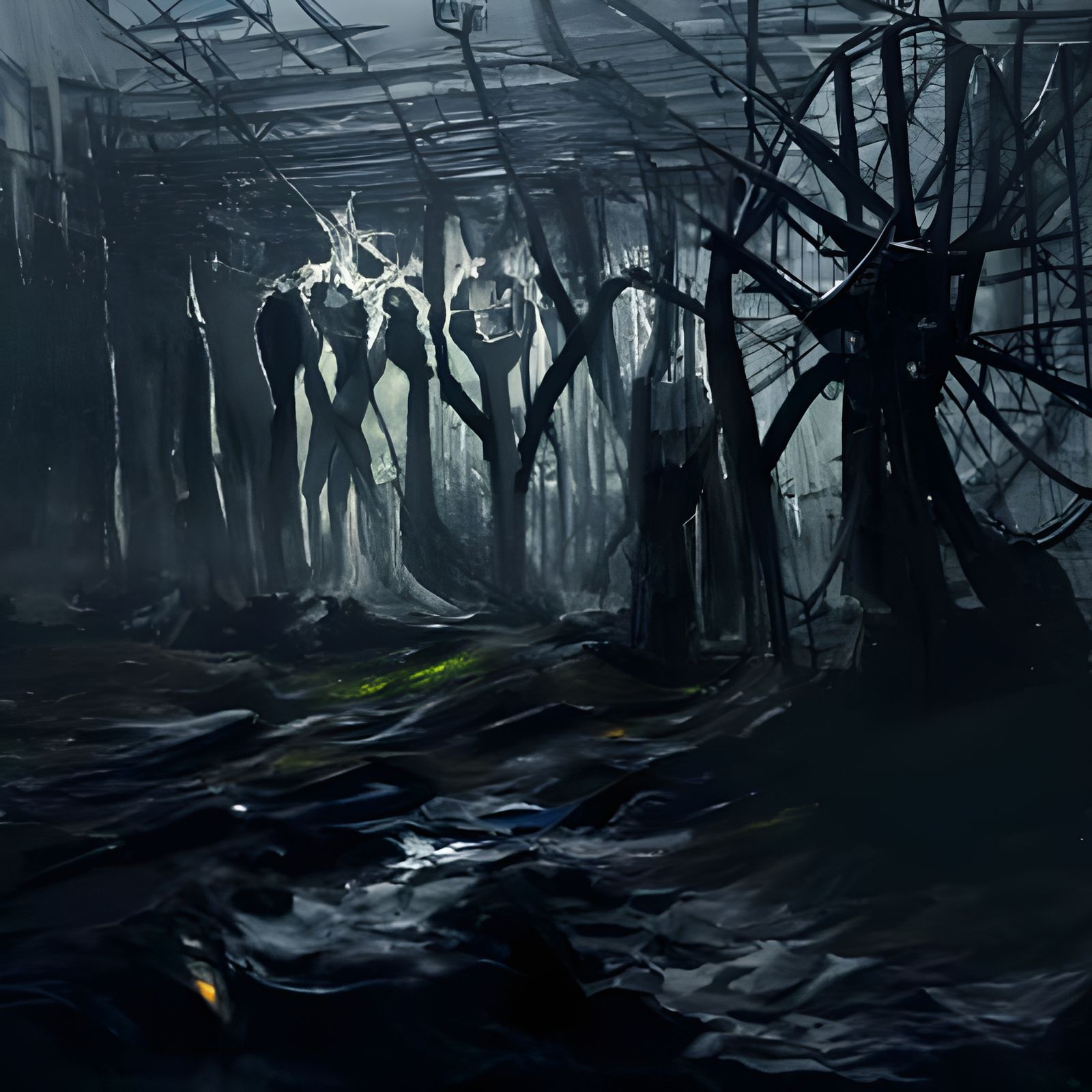 Creepy Forest Occult Council in Gothic Horror Style