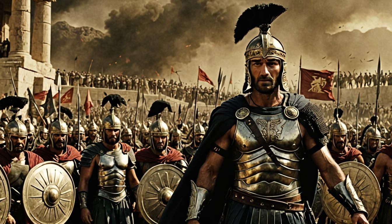 Epic Battle Scene Inspired by '300' in 8k