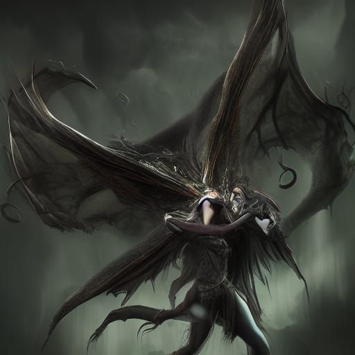 Fae Creature in Infernal Ecstasy, Surreal Digital Art