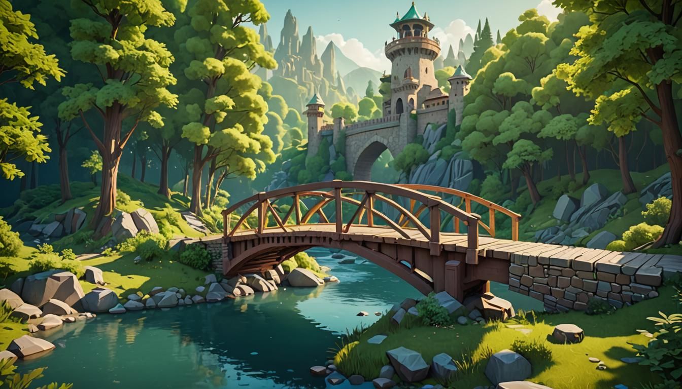 Low-Poly River Bridge in Persian Architecture