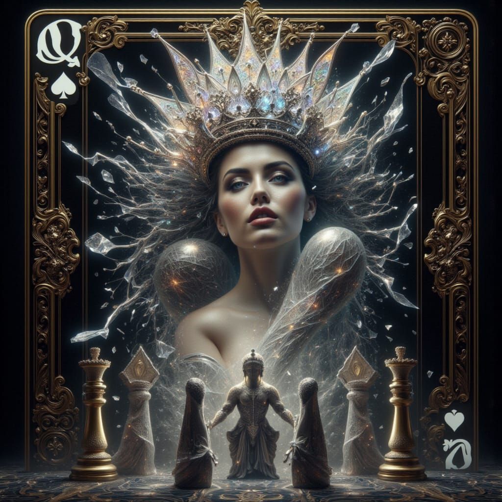 Ethereal Chess Queen Radiates Regal Power