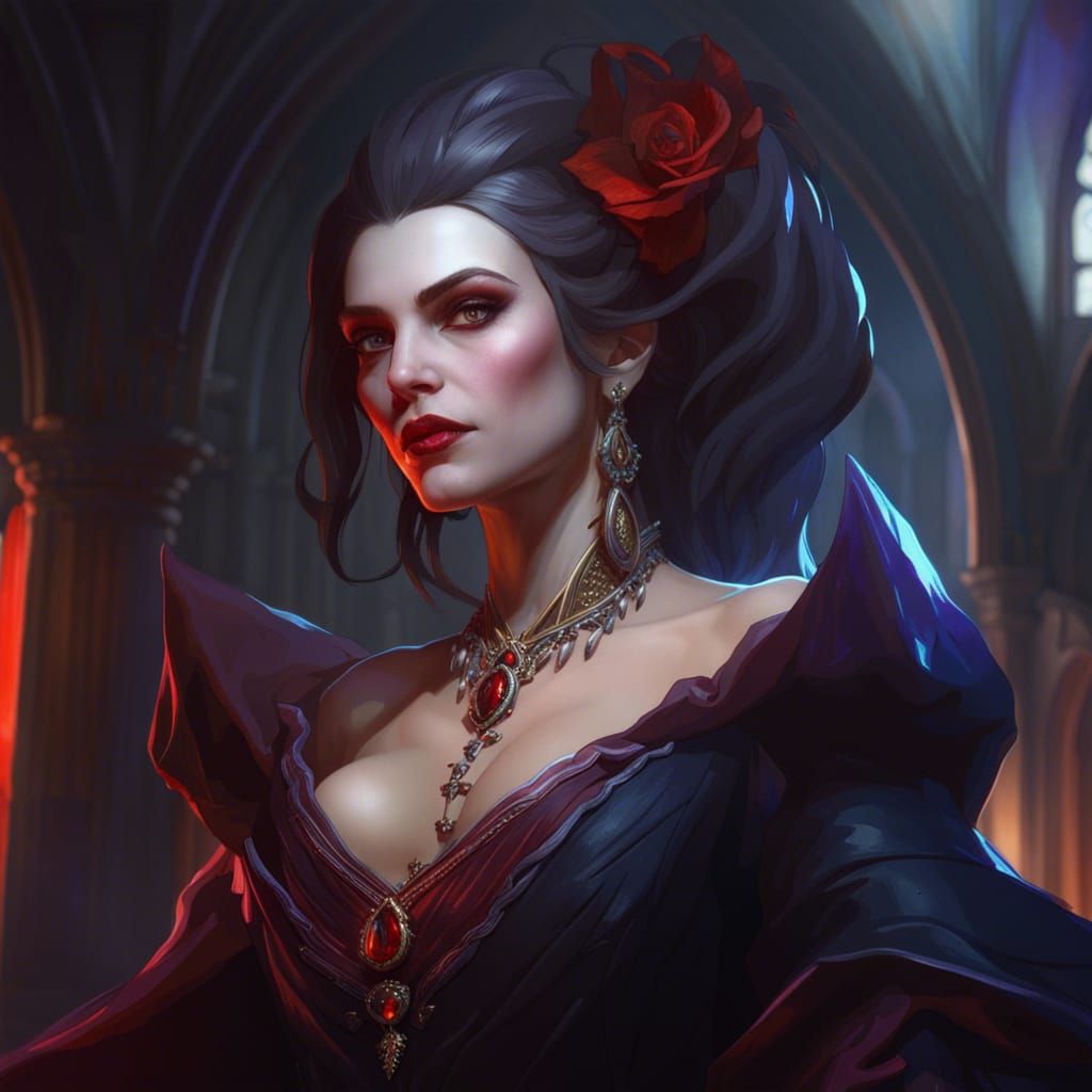 Vampire Countess Portrait in Art Nouveau Style