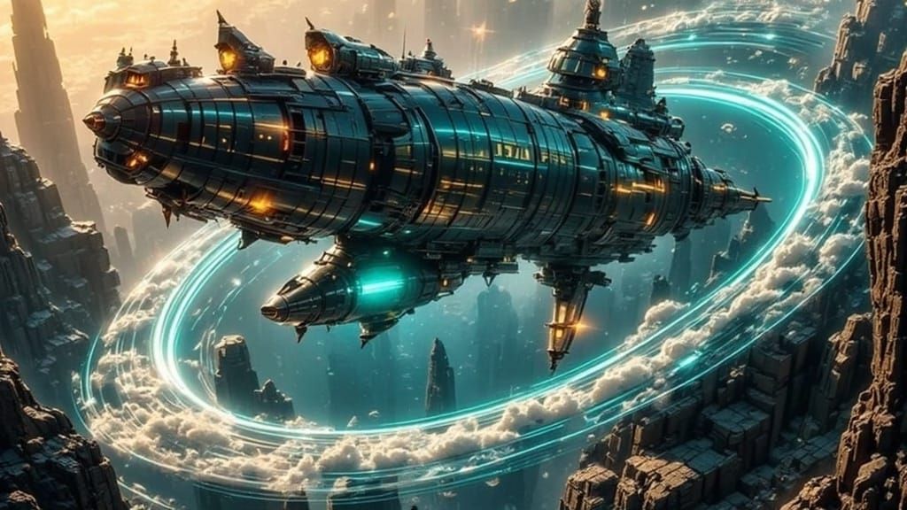 Gritty Sci-Fi Masterpiece: Cosmic Military Spaceship in Orbi...
