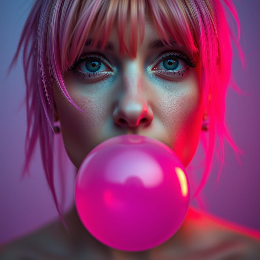 Ethereal Beauty Blows a Whimsical Pink Bubblegum Bubble