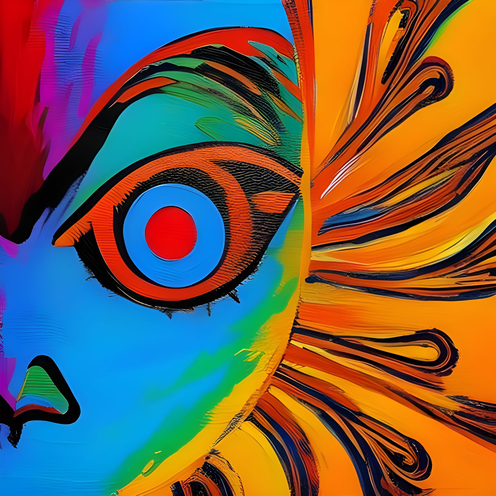 Eye Hand with Henna in Expressionist Style