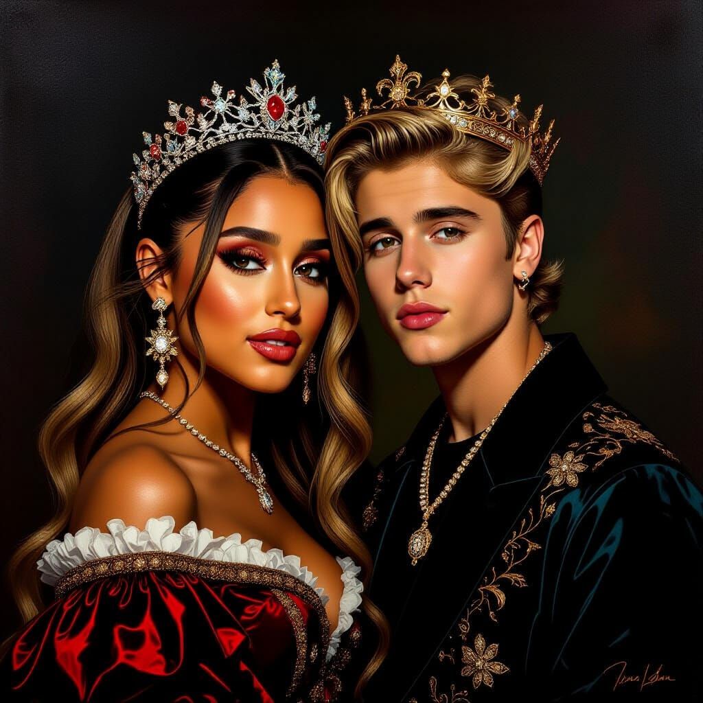 Ariana Grande and Justin Bieber Renaissance Portrait