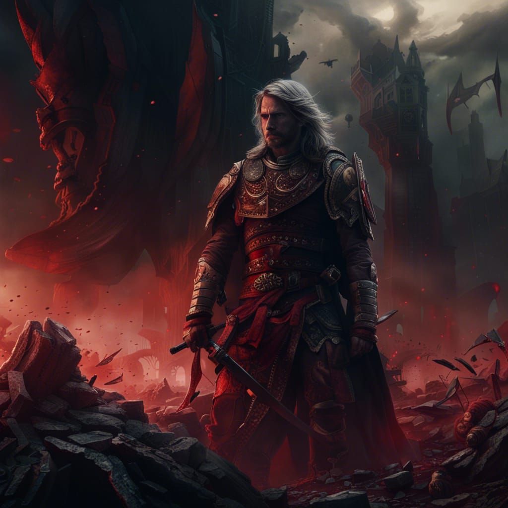 Epic Bloodied Standoff: A Dramatic Digital Painting