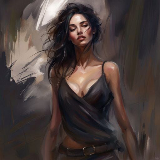 Sensual Portrait of a Dark-Haired Girl