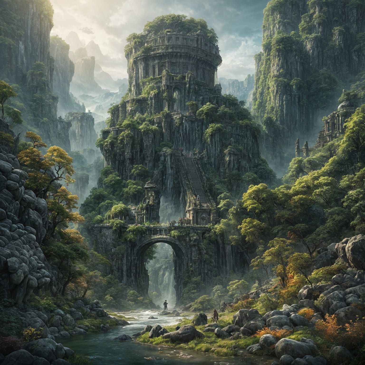 Moss Golem Striding Through Primordial Jungle