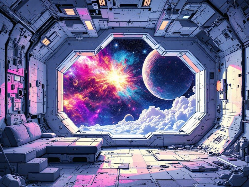 Post-Apocalyptic Space Interior in Moebius Style