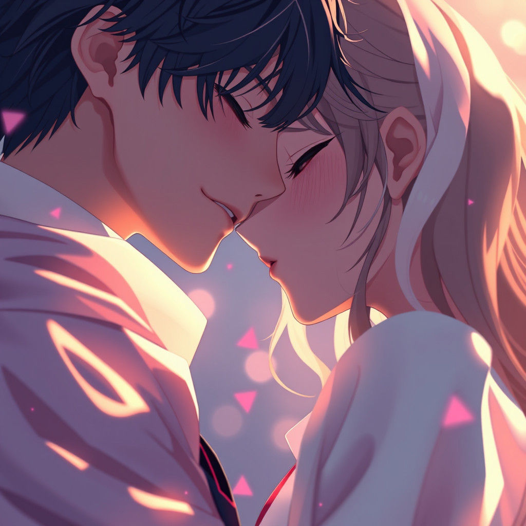 Intimate Kiss in Hyper-Realistic 3D Anime Art