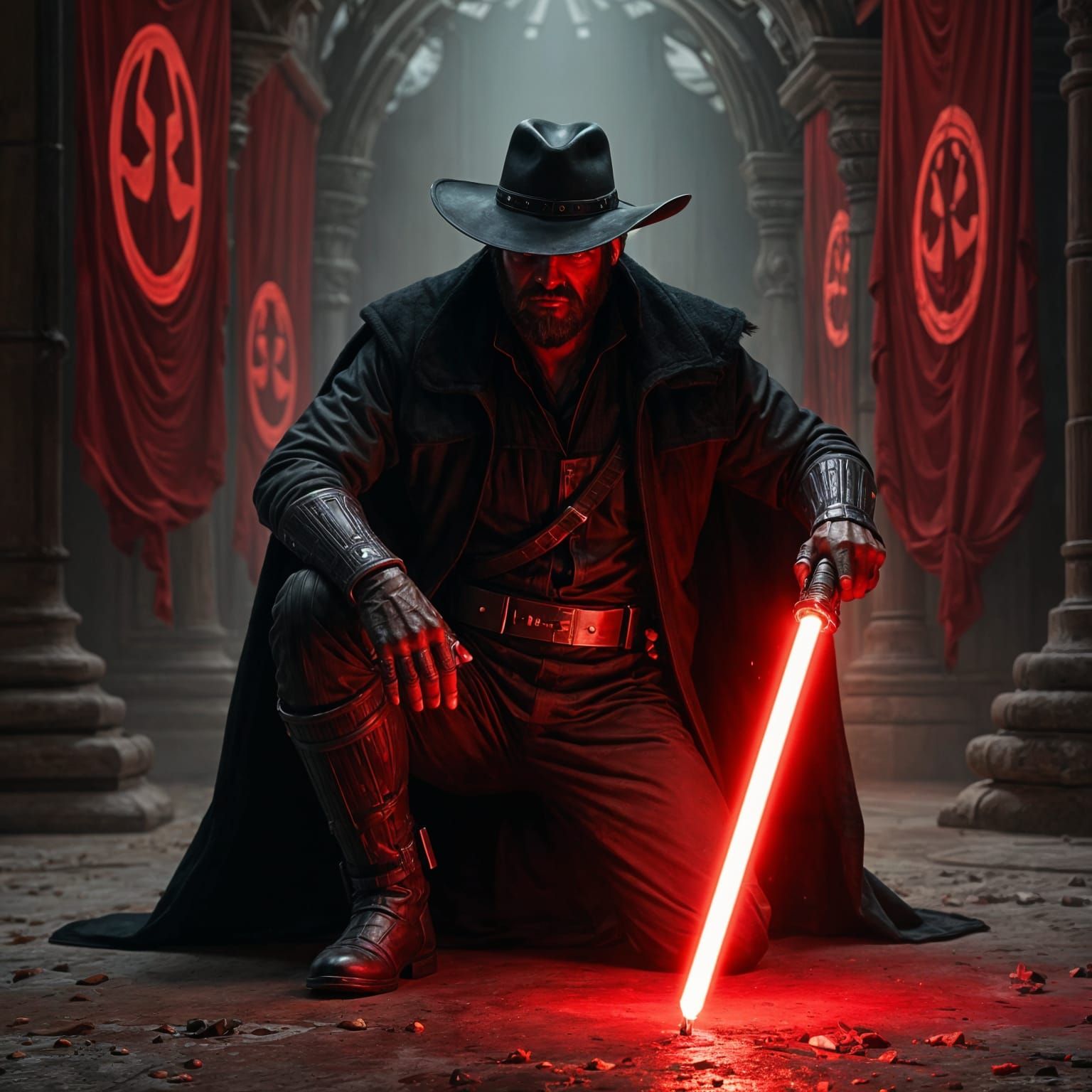 Darth Arthur Morgan with Red Lightsaber