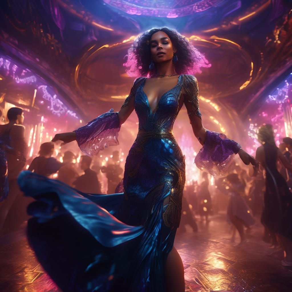 Woman Dancing in Club: Fantasy Concept Art