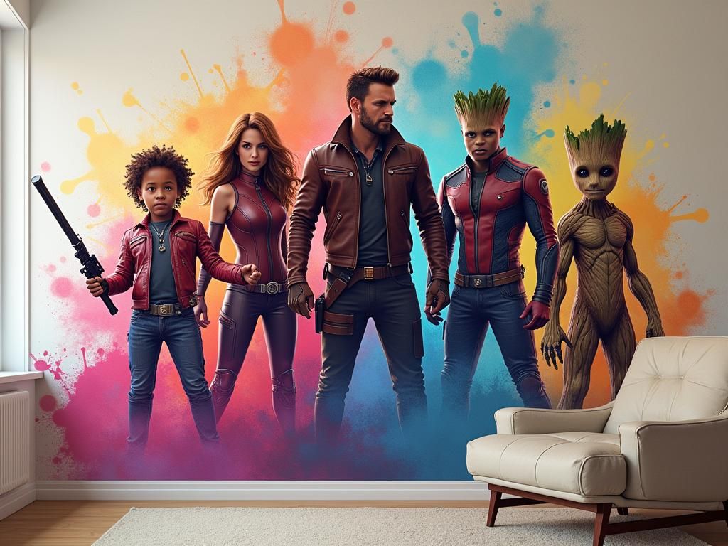 Guardians of the Galaxy Mural in Dreamlike Style